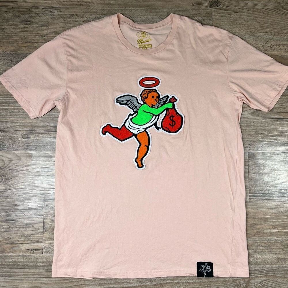 Muerte Hustle Daily Peach embroidery Get Money Angel Bag Of Cash T-Shirt Size XL